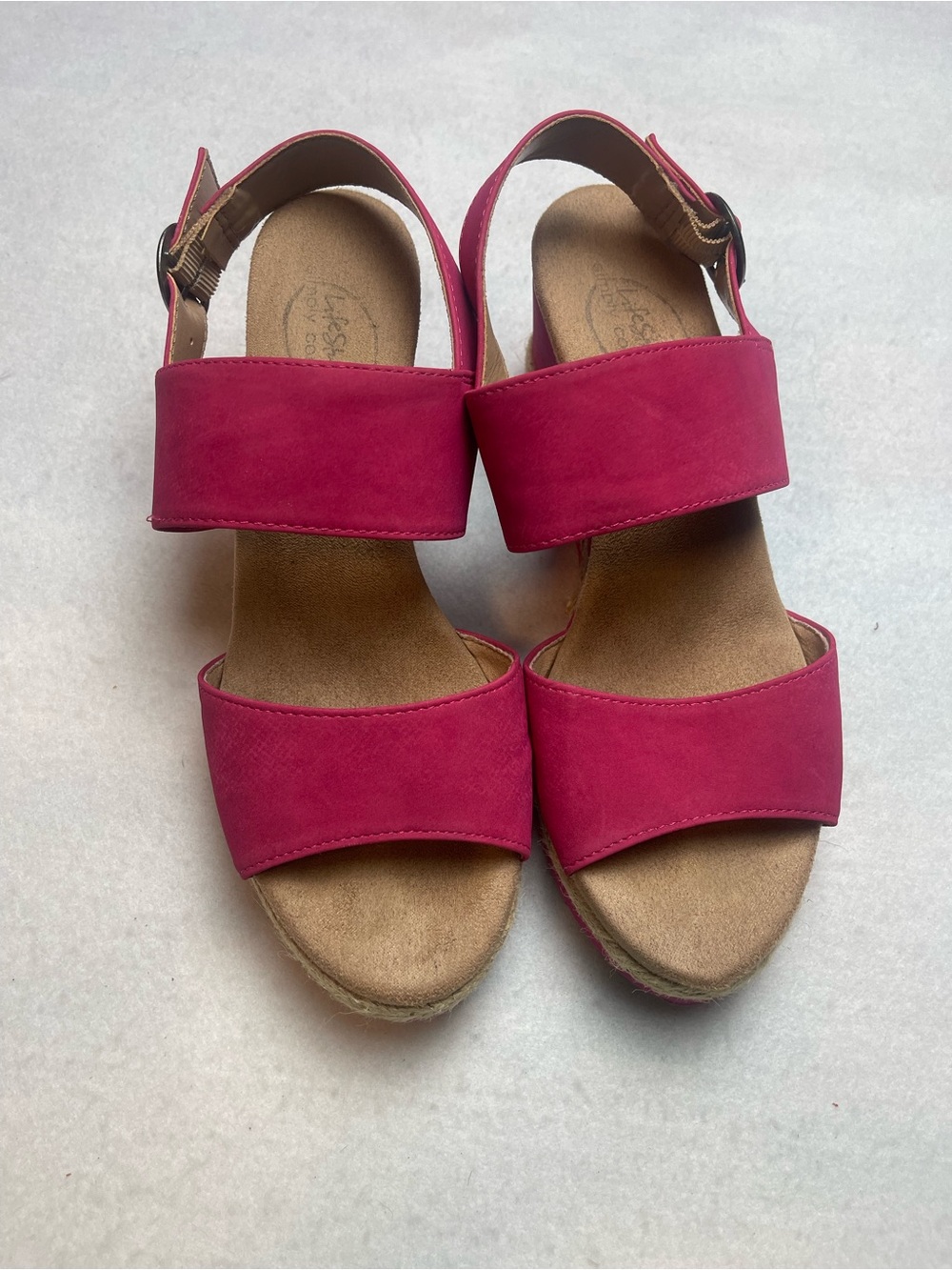 Life Stride Pink Fuchsia Double-Strap Wedges